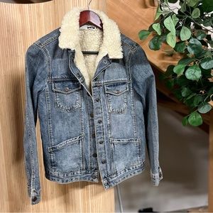 TOPSHOP MOTO denim jacket US4 sherpa